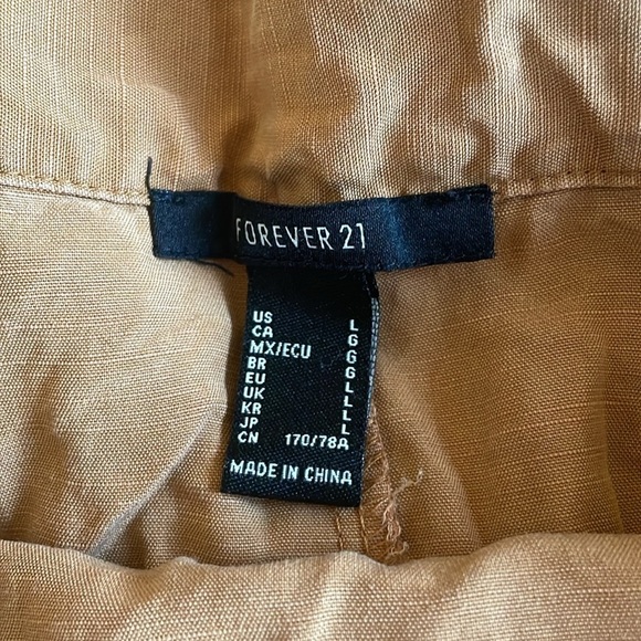 Forever 21 Neutral Tan Flax Linen True Wrap Midi Skirt - Picture 8 of 10